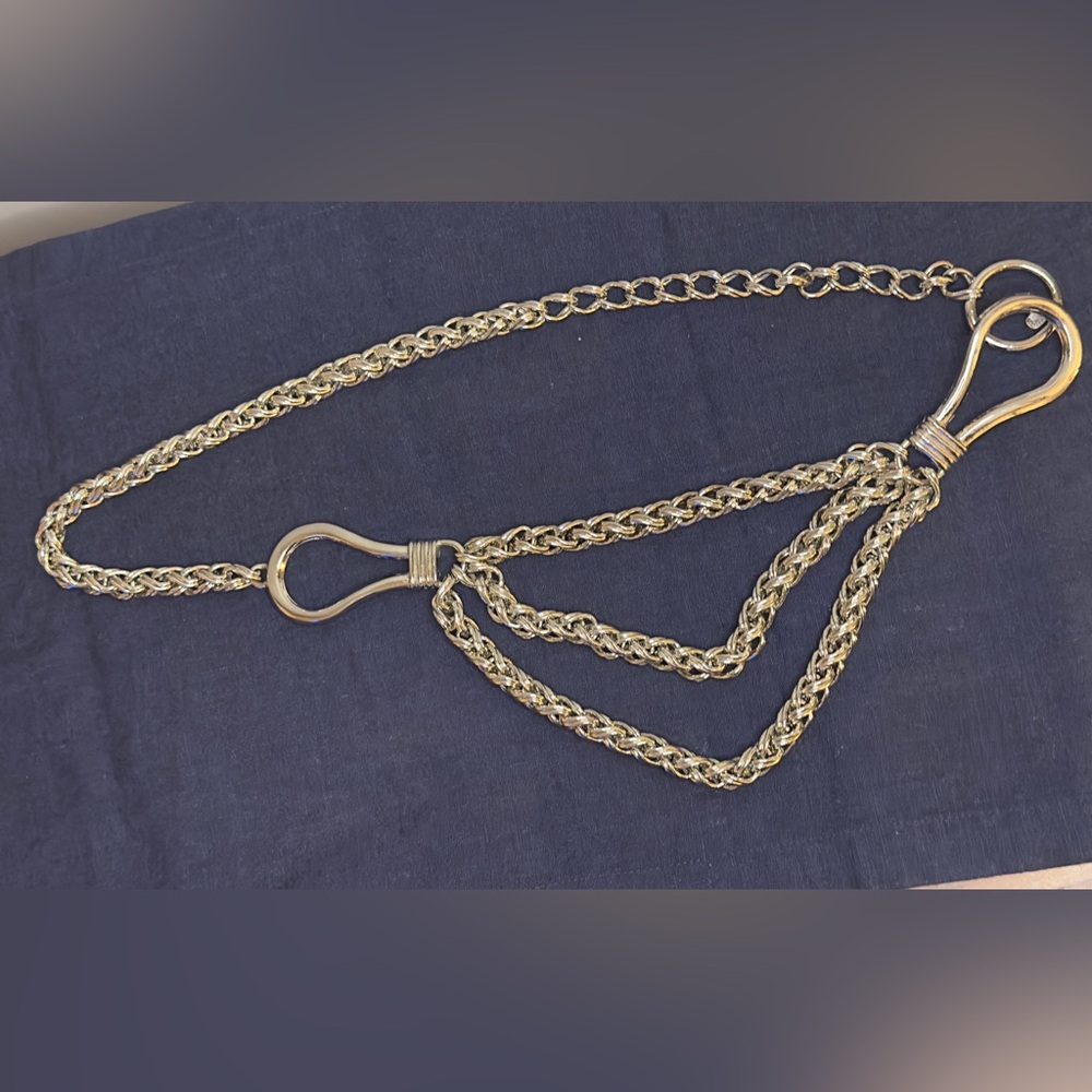 Silvertone Triple Chain Belt Hook Closure 35”